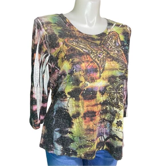 Avenue Tops - Avenue Butterfly Rhinestone Tee Plus Size 18/20